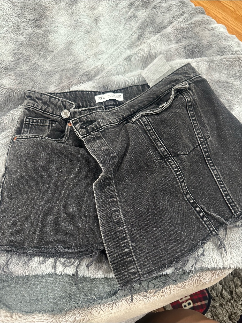 Kids Zara Washed Black Denim Skirt